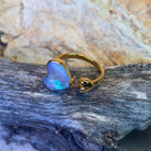 Gold Plated Sterling Silver split ring with Heart Shape Black Opal 2.23ct - Masterpiece Jewellery Opal & Gems Sydney Australia | Online Shop
