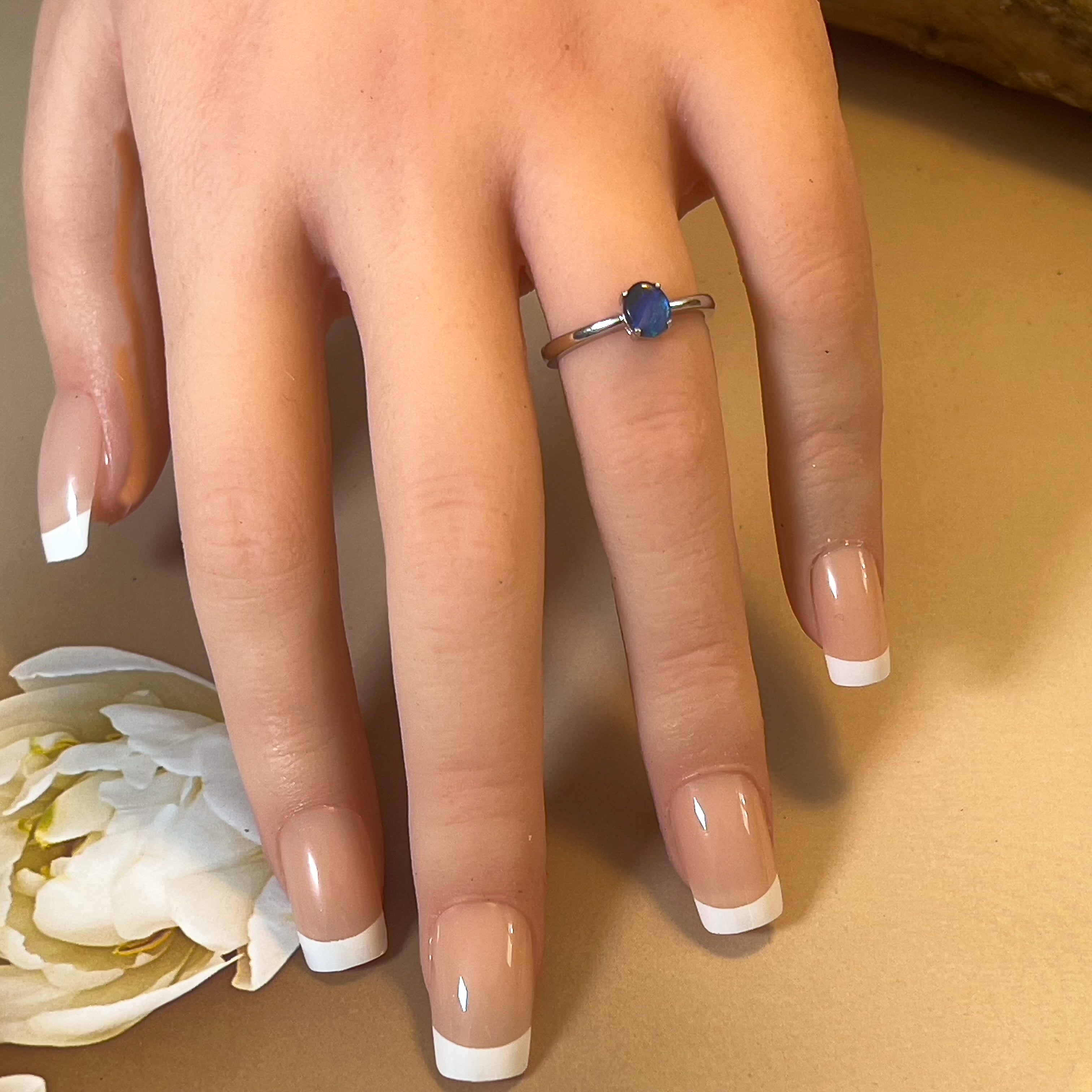 Sterling Silver Solitaire black opal 0.34ct ring - Masterpiece Jewellery Opal & Gems Sydney Australia | Online Shop