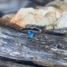 Sterling Silver Solitaire black opal 0.34ct ring - Masterpiece Jewellery Opal & Gems Sydney Australia | Online Shop