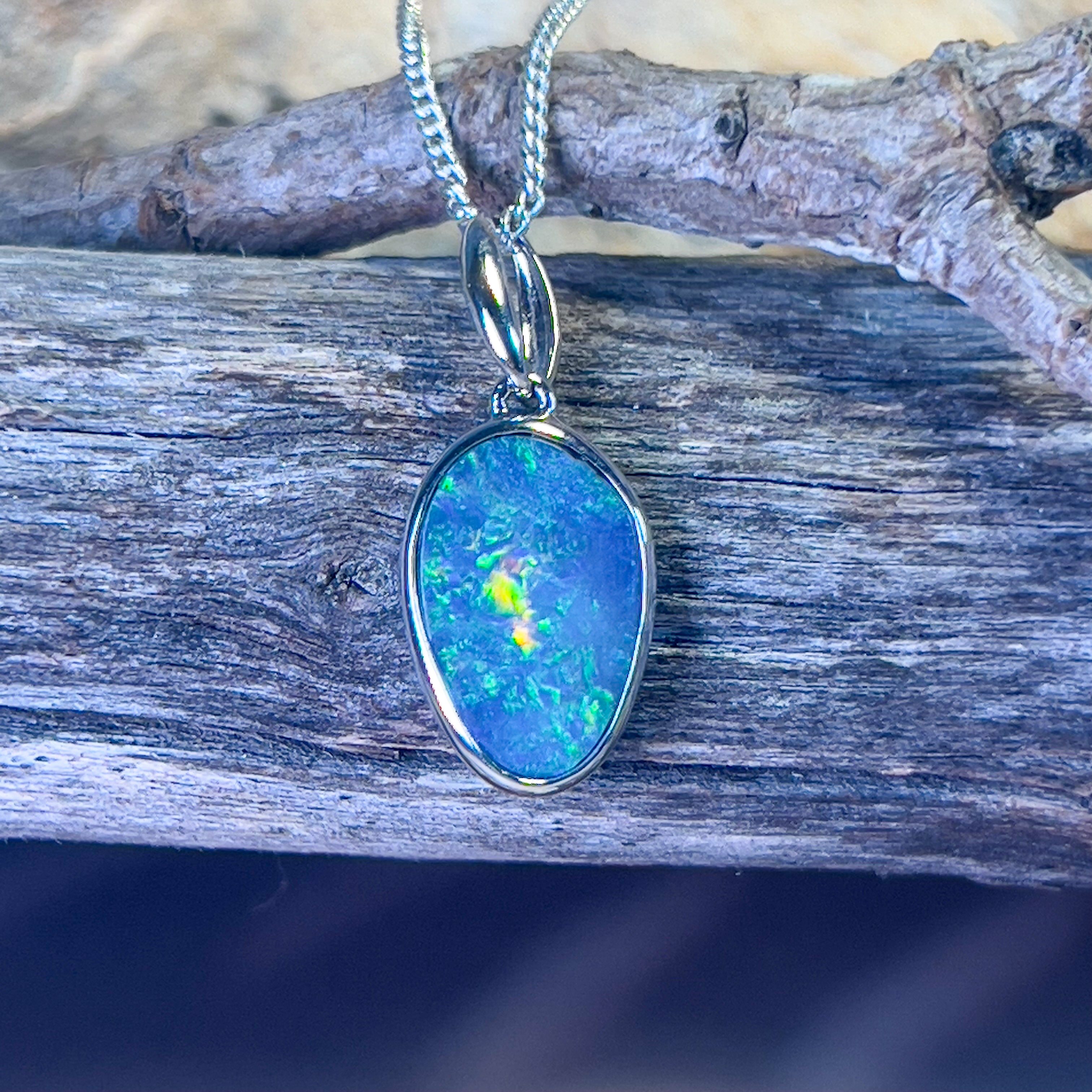 Sterling Silver Opal doublet drop shape pendant - Masterpiece Jewellery Opal & Gems Sydney Australia | Online Shop