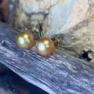 18kt Yellow Gold Golden South Sea Pearl 10mm studs - Masterpiece Jewellery Opal & Gems Sydney Australia | Online Shop