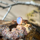 Rose Gold plated sterling silver 8x6mm White Opal ring bezel set - Masterpiece Jewellery Opal & Gems Sydney Australia | Online Shop