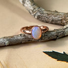 Rose Gold plated sterling silver 8x6mm White Opal ring bezel set - Masterpiece Jewellery Opal & Gems Sydney Australia | Online Shop