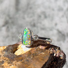 14kt White Gold Boulder Opal 1.8ct and Diamond Opal ring - Masterpiece Jewellery Opal & Gems Sydney Australia | Online Shop