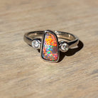 14kt White Gold Boulder Opal 1.8ct and Diamond Opal ring - Masterpiece Jewellery Opal & Gems Sydney Australia | Online Shop