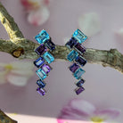 18kt White Gold dangling earrings Blue Topaz, Iolite, Amethyst - Masterpiece Jewellery Opal & Gems Sydney Australia | Online Shop