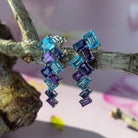 18kt White Gold dangling earrings Blue Topaz, Iolite, Amethyst - Masterpiece Jewellery Opal & Gems Sydney Australia | Online Shop