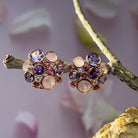 18kt Rose Gold Multi Colour gems and Diamond studs - Masterpiece Jewellery Opal & Gems Sydney Australia | Online Shop