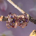 18kt Rose Gold Multi Colour gems and Diamond studs - Masterpiece Jewellery Opal & Gems Sydney Australia | Online Shop