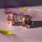 18kt Rose Gold Multi Colour gems and Diamond studs - Masterpiece Jewellery Opal & Gems Sydney Australia | Online Shop