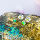 Handmade Opal Stud Earrings - Gold/Silver | Dainty & Cute | Crystal Fire Opal Jewelry | Gift for Her"4mm - Masterpiece Jewellery Opal & Gems Sydney Australia | Online Shop