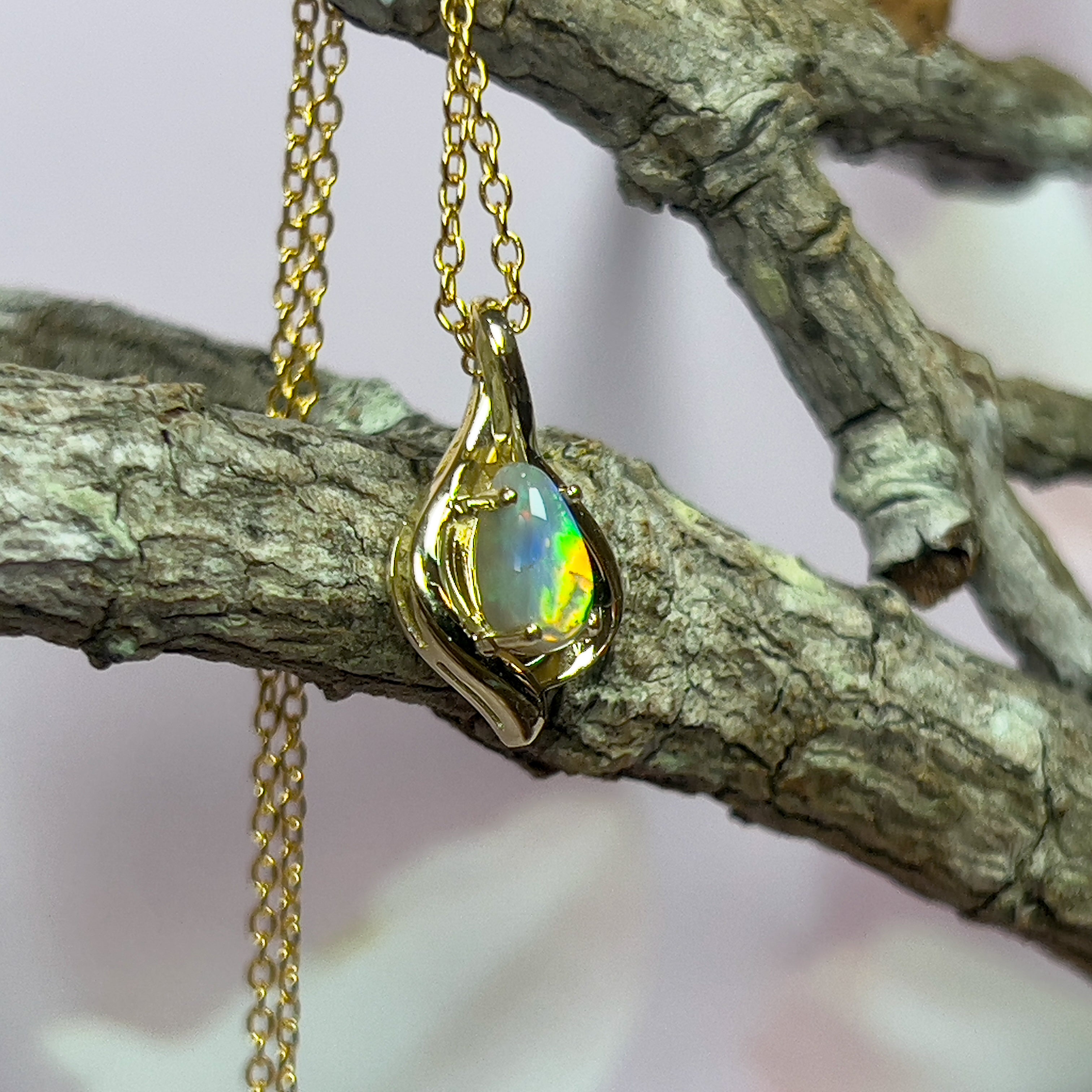 14kt Yellow Gold pendant with one Black teardrop opal 0.5ct - Masterpiece Jewellery Opal & Gems Sydney Australia | Online Shop