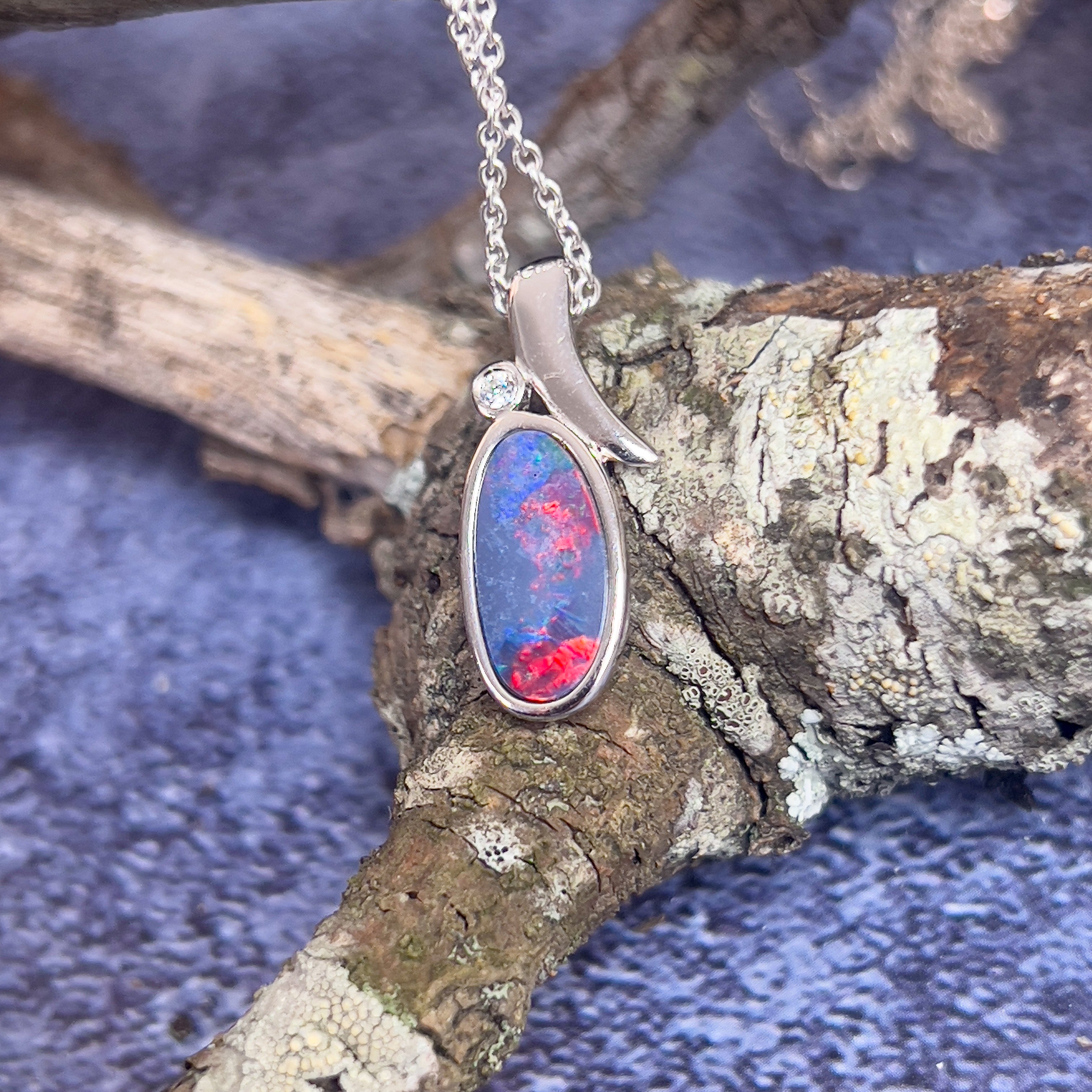 Silver Opal doublet 12.2x6.6mm pendant - Masterpiece Jewellery Opal & Gems Sydney Australia | Online Shop