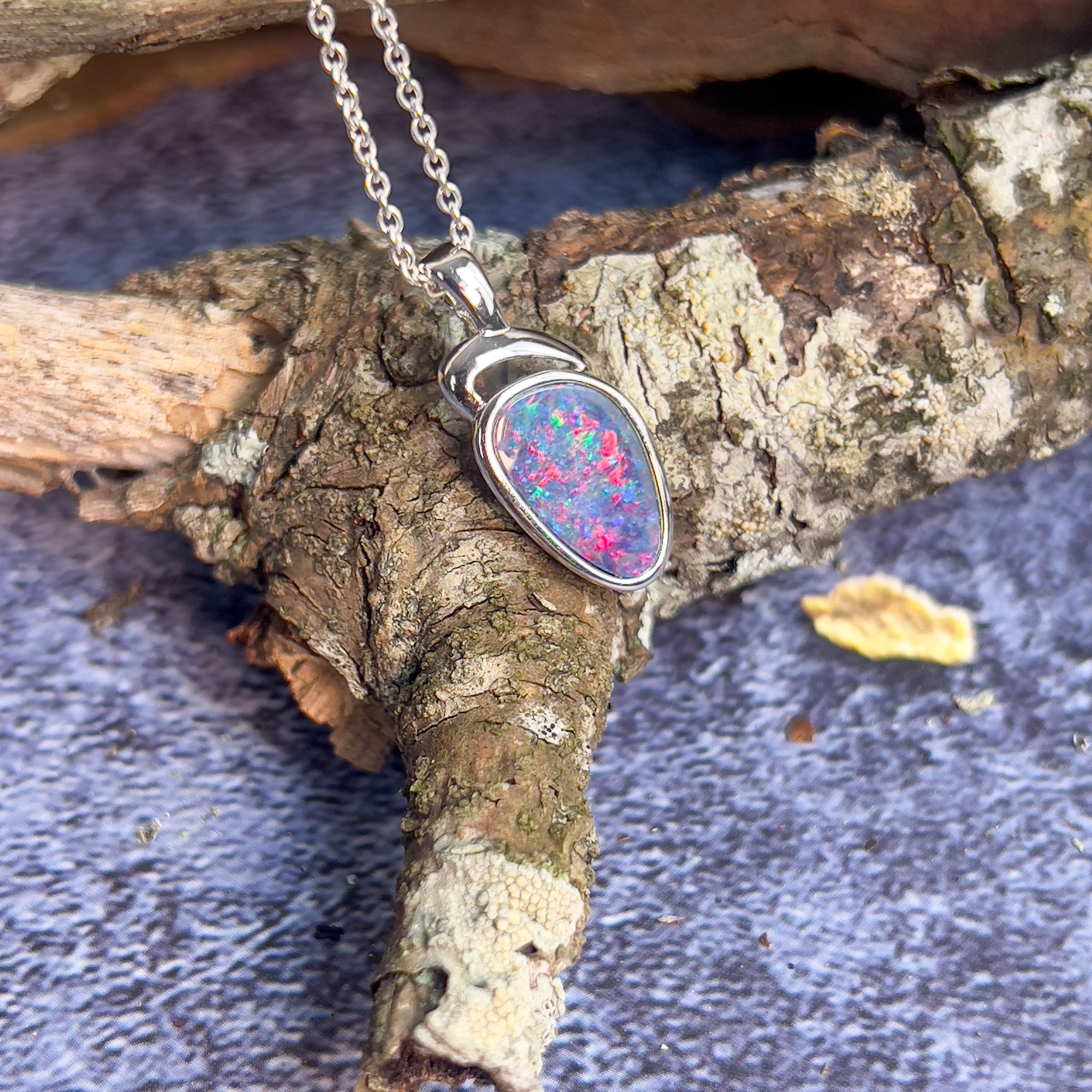 Sterling Silver Opal doublet 12.7x7.5mm pendant - Masterpiece Jewellery Opal & Gems Sydney Australia | Online Shop