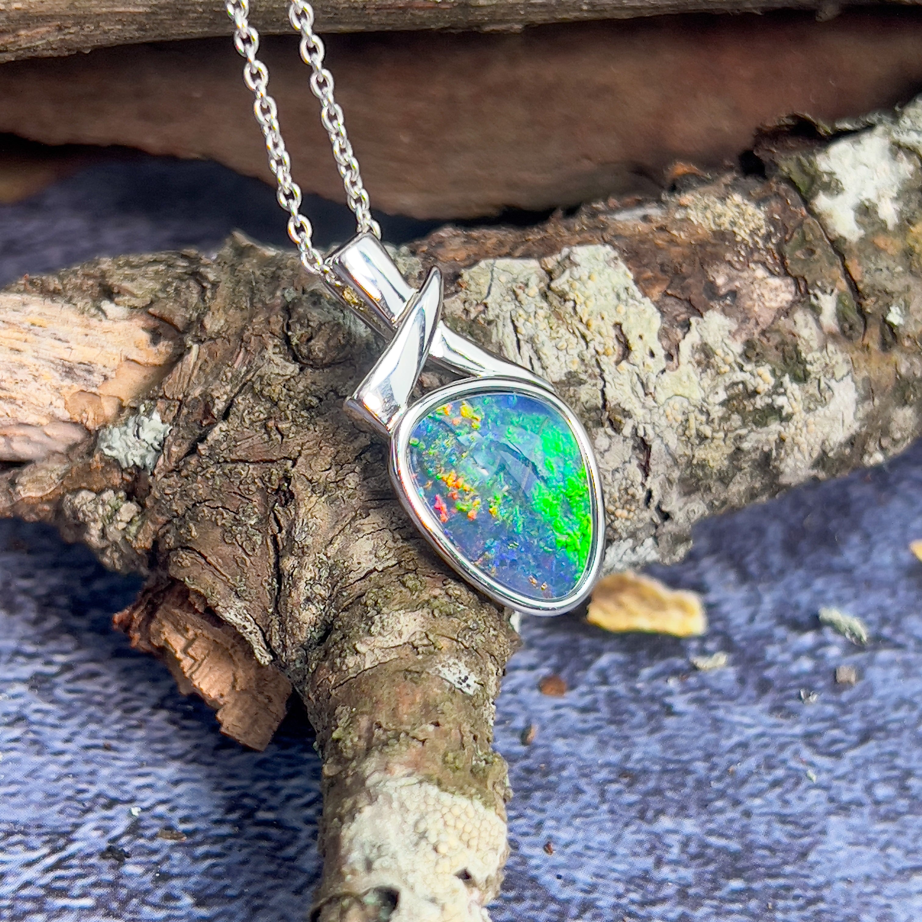 Sterling Silver Opal triplet pendant 25x12.9mm - Masterpiece Jewellery Opal & Gems Sydney Australia | Online Shop