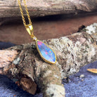 Gold Plated Silver Opal doublet 25x8.2mm pendant - Masterpiece Jewellery Opal & Gems Sydney Australia | Online Shop