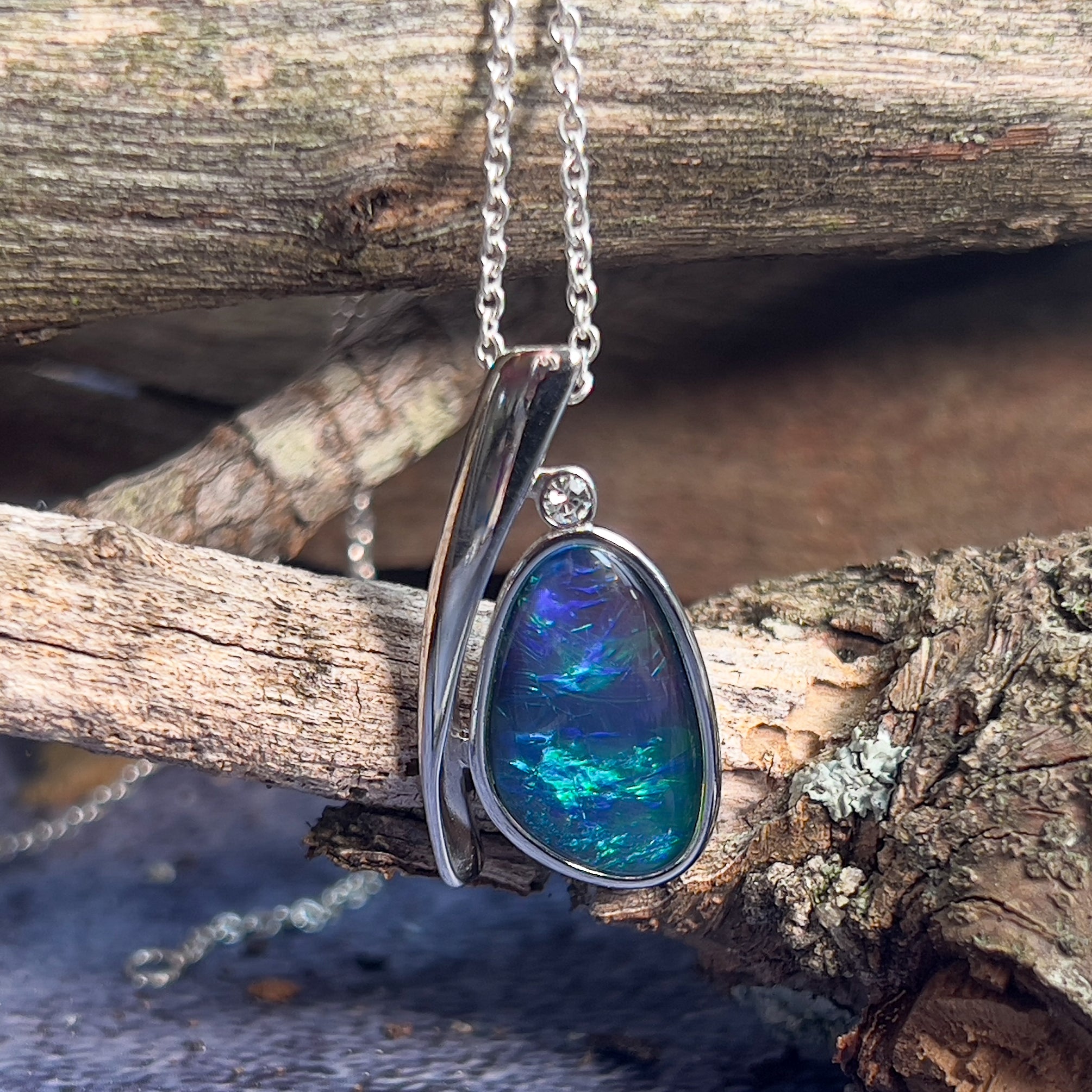 Sterling Silver Opal triplet freeform 24.3x13mm pendant - Masterpiece Jewellery Opal & Gems Sydney Australia | Online Shop