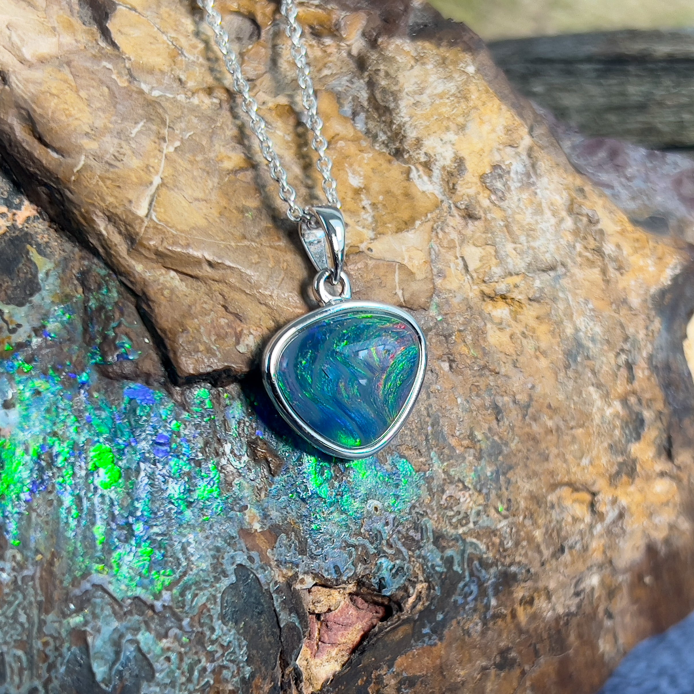 Sterling Silver Opal triplet 20.9x15.8mm pendant - Masterpiece Jewellery Opal & Gems Sydney Australia | Online Shop