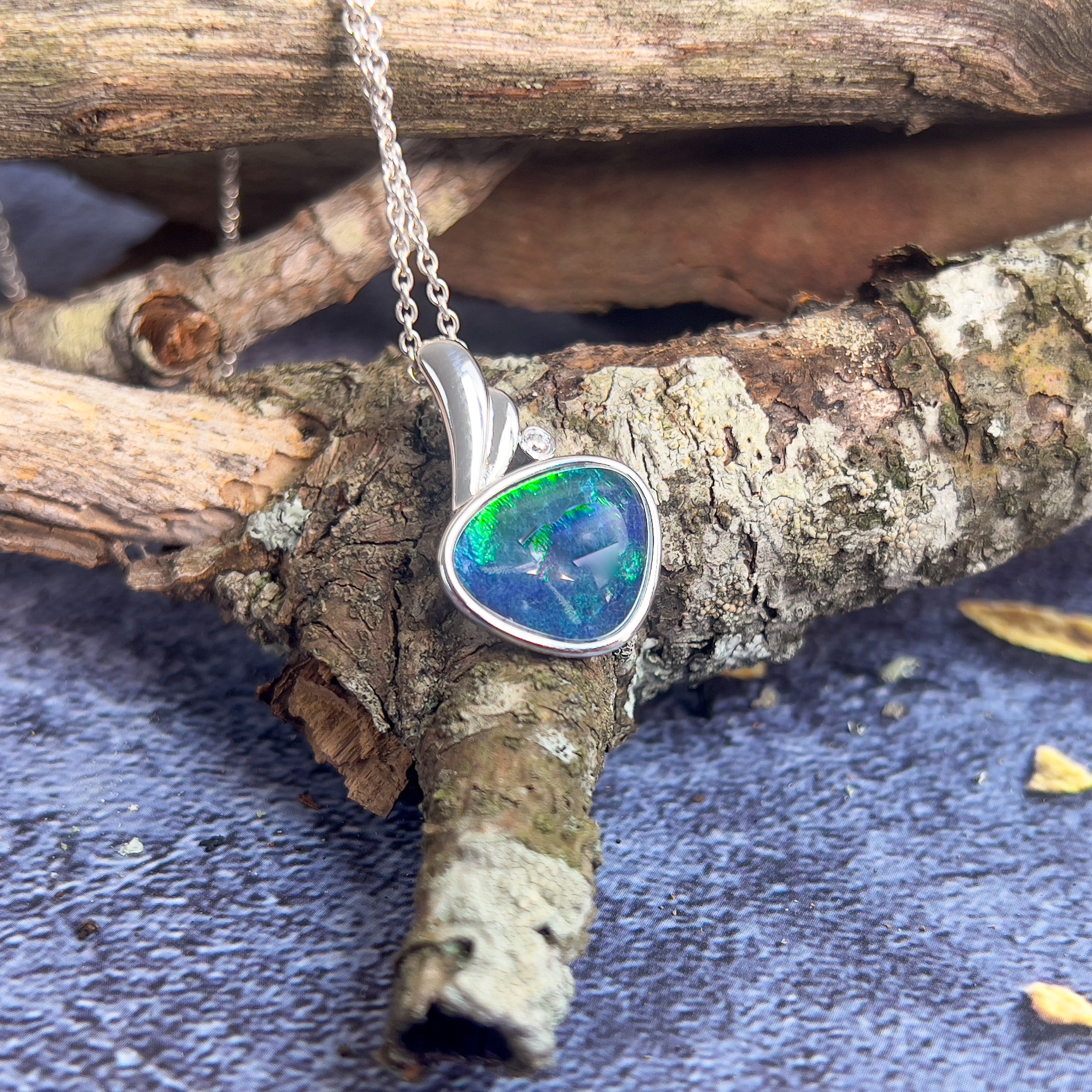 Sterling Silver freeform Opal triplet 17x19mm pendant - Masterpiece Jewellery Opal & Gems Sydney Australia | Online Shop