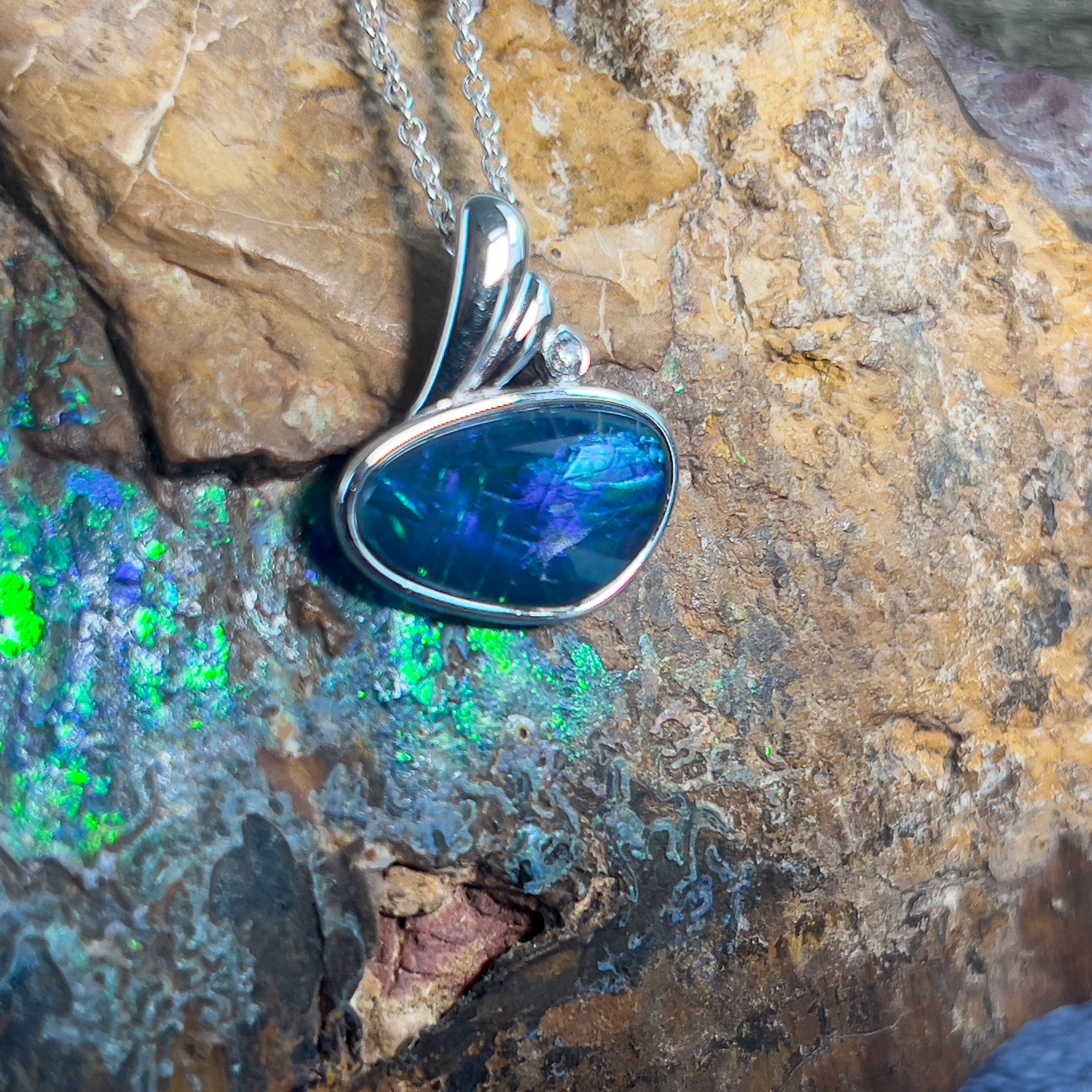 Sterling Silver Opal triplet 22.8x15.1mm pendant - Masterpiece Jewellery Opal & Gems Sydney Australia | Online Shop