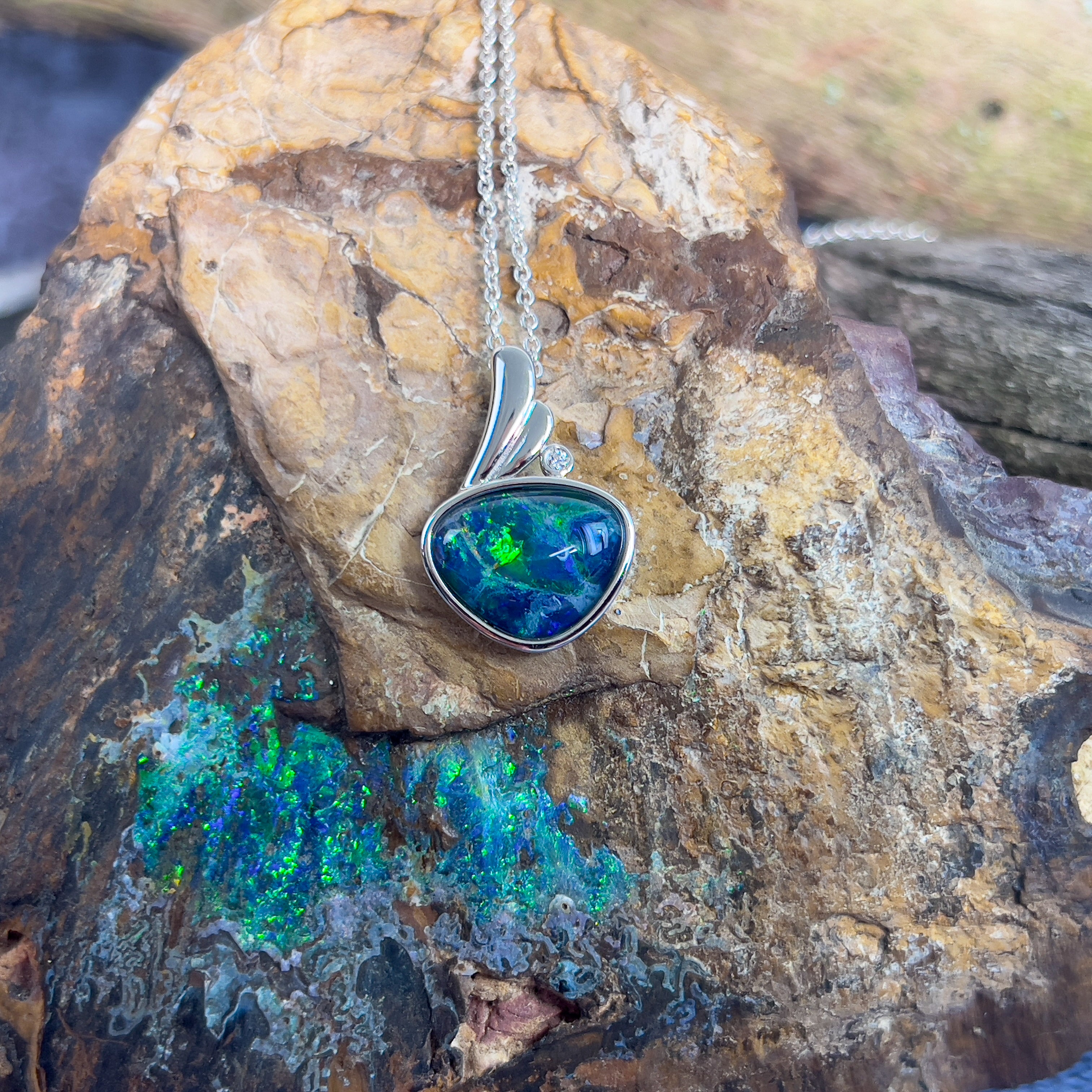 Sterling Silver Opal triplet 22.8x15.1mm pendant - Masterpiece Jewellery Opal & Gems Sydney Australia | Online Shop