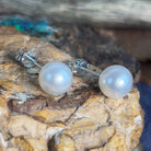 Pair of South Sea Pearls 8-9mm with 18kt White Gold studs - Masterpiece Jewellery Opal & Gems Sydney Australia | Online Shop