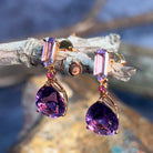 18kt Rose Gold dangling Amethyst 7.6ct earrings - Masterpiece Jewellery Opal & Gems Sydney Australia | Online Shop