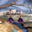 18kt Rose Gold dangling Amethyst 7.6ct earrings - Masterpiece Jewellery Opal & Gems Sydney Australia | Online Shop