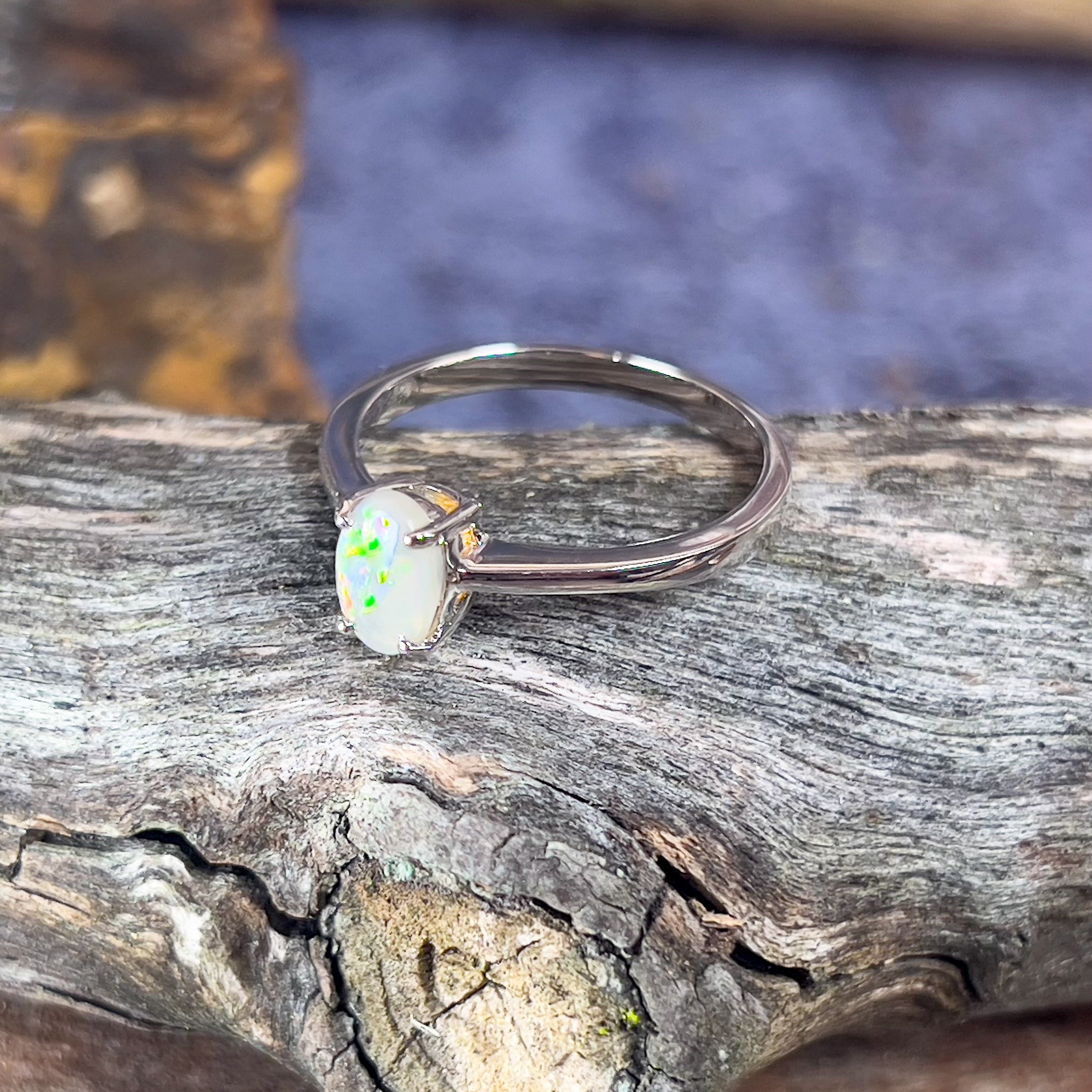 Sterling Silver solitaire ring 7.1x4.7mm Black Opal - Masterpiece Jewellery Opal & Gems Sydney Australia | Online Shop