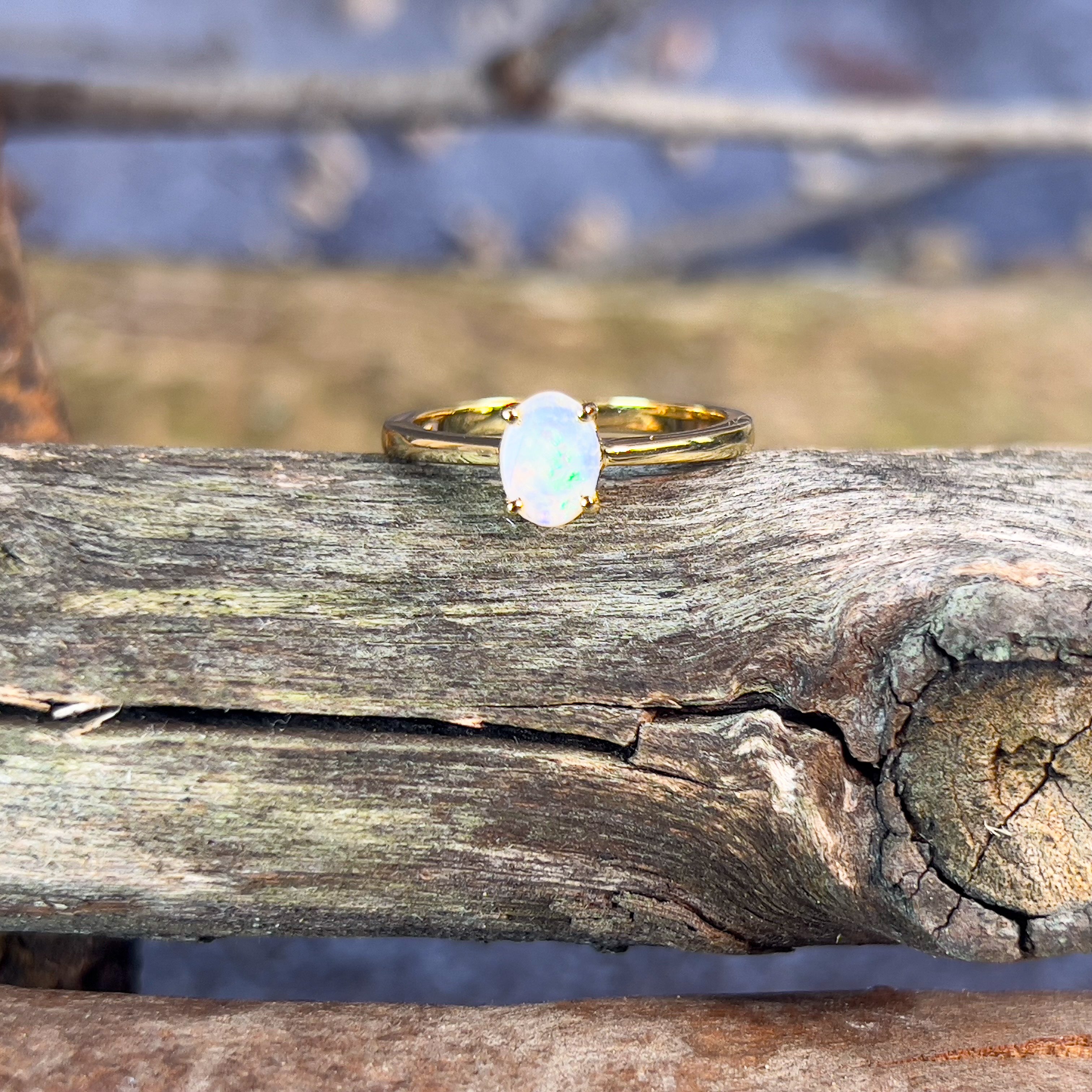 Gold plated Sterling Silver solitaire Light Opal 0.5 - Masterpiece Jewellery Opal & Gems Sydney Australia | Online Shop