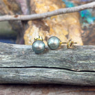 18kt Yellow Gold Tahitian 9mm Pearl studs - Masterpiece Jewellery Opal & Gems Sydney Australia | Online Shop