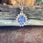 Sterling Silver Cluster design pendant with 10x8mm Opal triplet - Masterpiece Jewellery Opal & Gems Sydney Australia | Online Shop