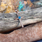 Silver Rose Gold plated 5mm Opal triplet cross pendant - Masterpiece Jewellery Opal & Gems Sydney Australia | Online Shop