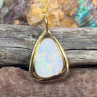 18kt Yellow Gold White Opal 10.24ct bezel set freeform pendant - Masterpiece Jewellery Opal & Gems Sydney Australia | Online Shop