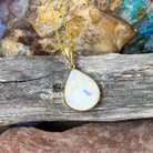 18kt Yellow Gold pearshape 4.25ct White Opal pendant - Masterpiece Jewellery Opal & Gems Sydney Australia | Online Shop
