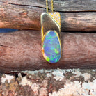 18kt Yellow Gold pendant with 4.27ct Black Opal and Diamonds - Masterpiece Jewellery Opal & Gems Sydney Australia | Online Shop