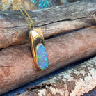 18kt Yellow Gold pendant with 4.27ct Black Opal and Diamonds - Masterpiece Jewellery Opal & Gems Sydney Australia | Online Shop