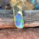 18kt Yellow Gold pendant with 4.27ct Black Opal and Diamonds - Masterpiece Jewellery Opal & Gems Sydney Australia | Online Shop