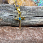 Small Silver Gold plated cross pendant with round 3mm Opal - Masterpiece Jewellery Opal & Gems Sydney Australia | Online Shop