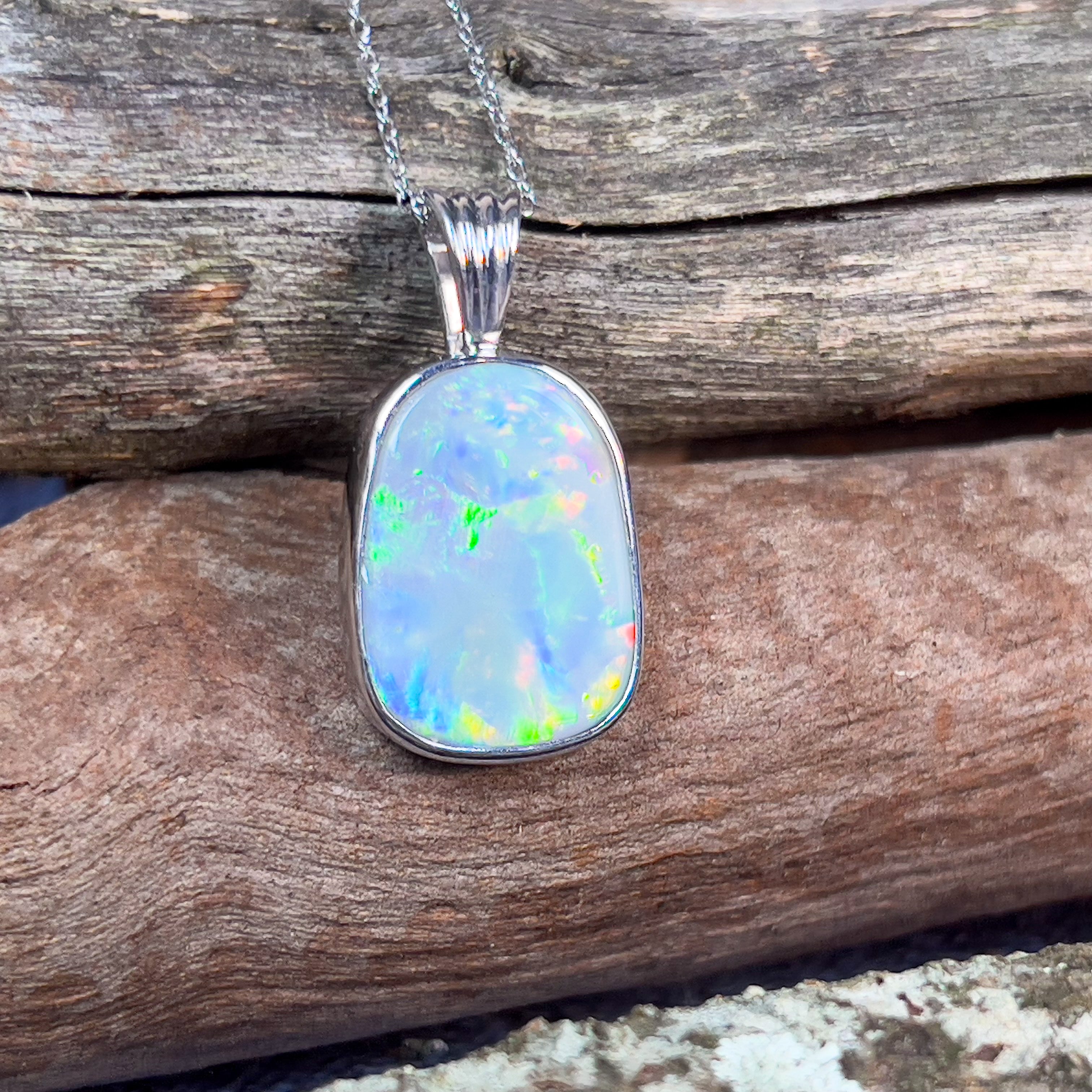 18kt White Gold Enhancer pendant with Black Opal 10.02ct bezel set - Masterpiece Jewellery Opal & Gems Sydney Australia | Online Shop