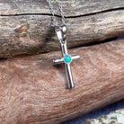 Sterling Silver small cross with 3mm round Opal triplet - Masterpiece Jewellery Opal & Gems Sydney Australia | Online Shop