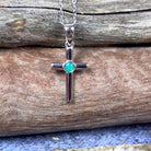 Sterling Silver small cross with 3mm round Opal triplet - Masterpiece Jewellery Opal & Gems Sydney Australia | Online Shop