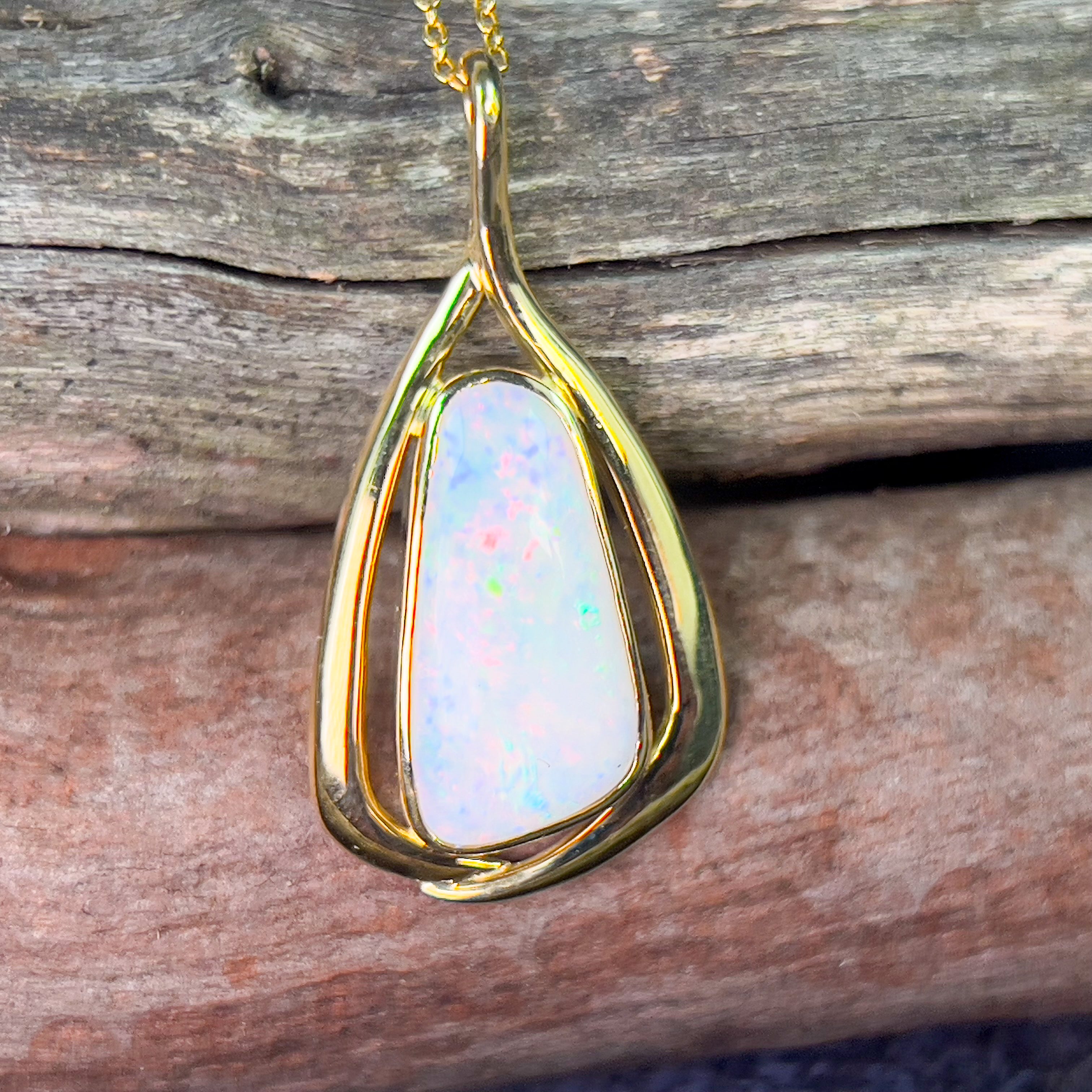 18kt Yellow Gold White Opal 6.21ct pendant - Masterpiece Jewellery Opal & Gems Sydney Australia | Online Shop