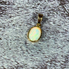 9kt Yellow Gold bezel set pendant 8x6mm White Opal - Masterpiece Jewellery Opal & Gems Sydney Australia | Online Shop