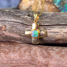 18kt Yellow Gold Black Opal 0.4ct cross pendant - Masterpiece Jewellery Opal & Gems Sydney Australia | Online Shop