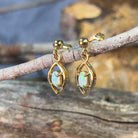 18kt Yellow Gold dangling Crystal Opal 0.31ct earrings - Masterpiece Jewellery Opal & Gems Sydney Australia | Online Shop