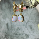 14kt Yellow Gold drop Huggie earrings with Red Dark Opal 2.8ct - Masterpiece Jewellery Opal & Gems Sydney Australia | Online Shop