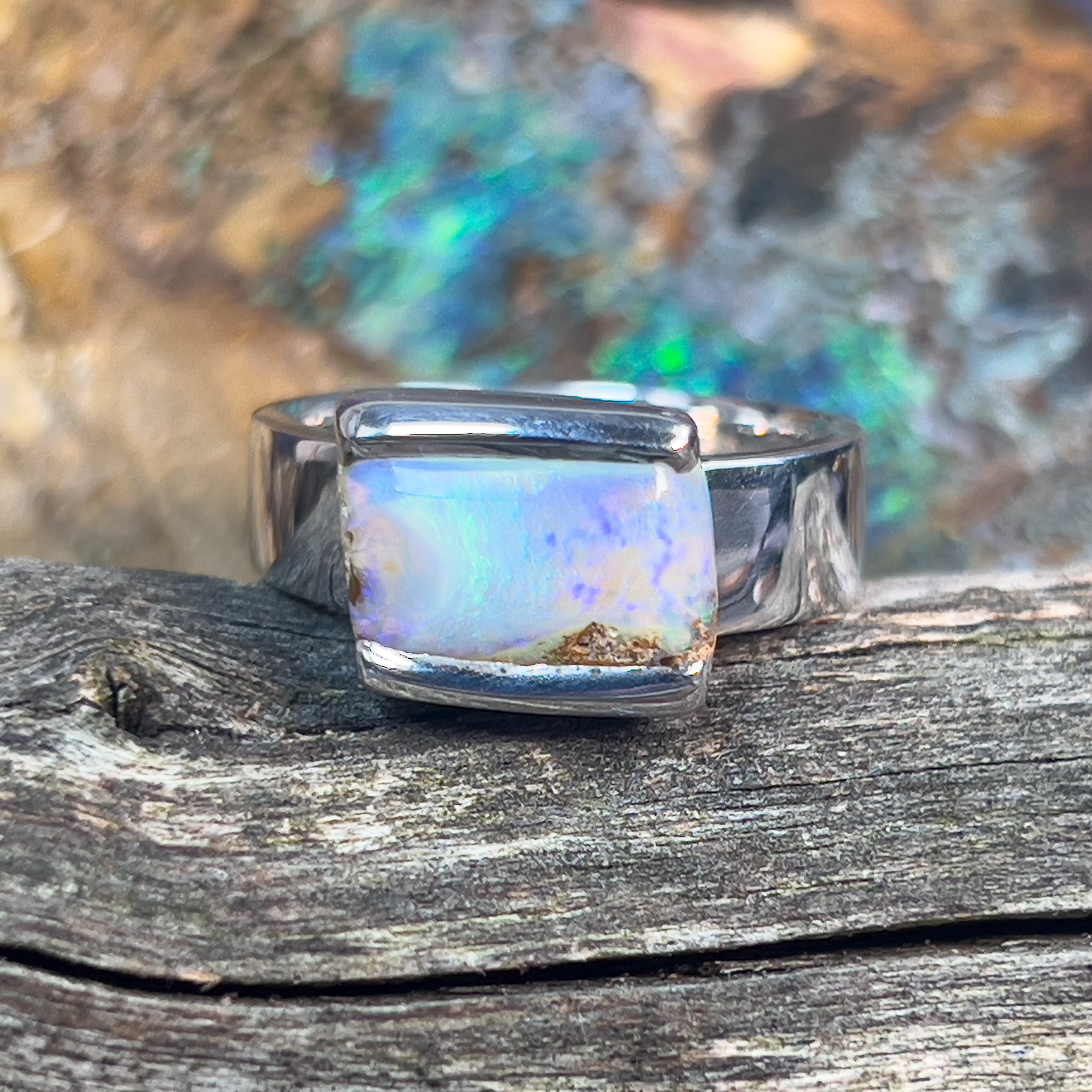 Sterling Silver Boulder Opal ring 11.5x8mm - Masterpiece Jewellery Opal & Gems Sydney Australia | Online Shop