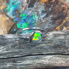 Sterling Silver Boulder Opal pear shape slanted ring - Masterpiece Jewellery Opal & Gems Sydney Australia | Online Shop