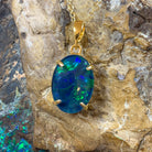 Gold plated Sterling Silver 14x10mm Opal triplet 4 claw set - Masterpiece Jewellery Opal & Gems Sydney Australia | Online Shop